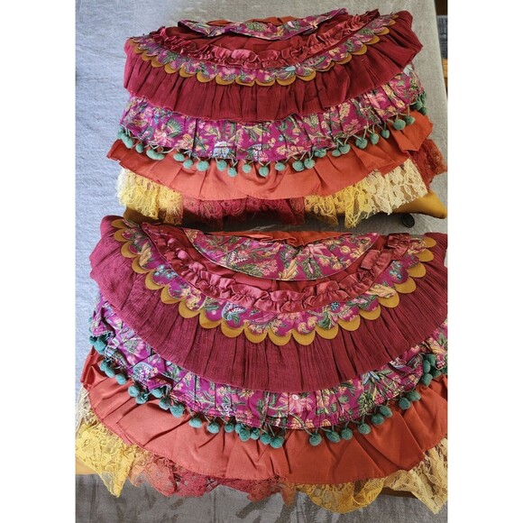 Pier 1 Imports Set of Two Decorative Pillows Red Ruffles BOHO Bohemian 17"x13” - Picture 3 of 8
